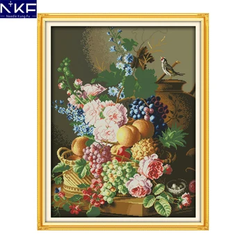 

NKF Beautiful vase flower style needlework embroidery set handcraft Christmas cross stitch kits needlepoint kits for beginners