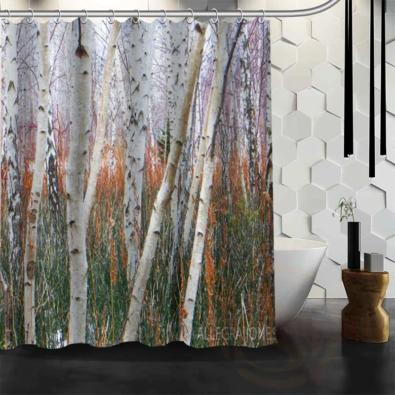 

Best Nice Custom Birch Fores Shower Curtain Bath Curtain Waterproof Fabric For Bathroom MORE SIZE W#@23