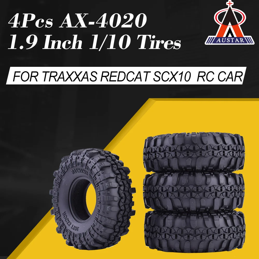 

4Pcs AUSTAR AX-4020 1.9 Inch 110mm Rubber Tires Tyre for 1/10 Rocks Crawler Redcat SCX10 AXIAL RC4WD TF2 RC Car