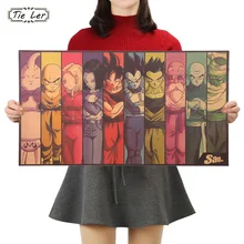 TIE LER винтажный Мультфильм Аниме Дракон мяч Плакат Бар детская комната Домашний декор комиксы Dragon Ball крафт-бумага живопись 70x39 см