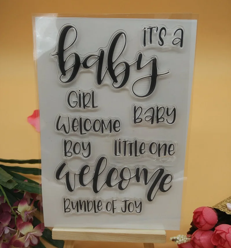 

Welcome it is a baby Girl Sentiment Scrapbook DIY photo cards account rubber stamp clear stamp transparent stamp 10x10cm CS2146