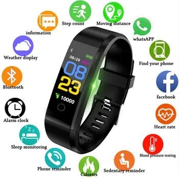 

Smartband With Blood Pressure Measurement Fitness Tracker Bracelet Heart Rate Monitor 115 Plus Smart Watch Men Wrist Watches