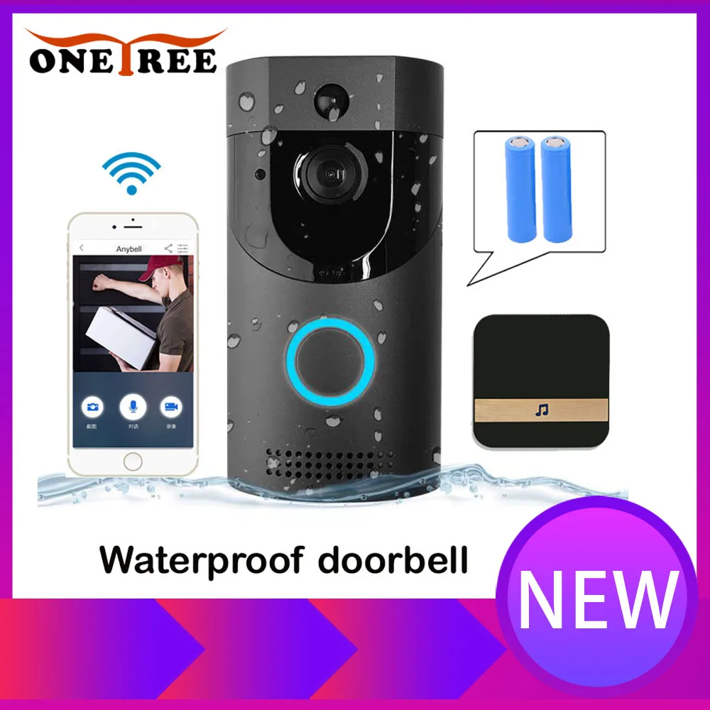 

Onetree Video Intercom Waterproof 720P HD Wireless WiFi Video Doorbell PIR Camera Night Vision Two-Way Audio Battery Doorbell