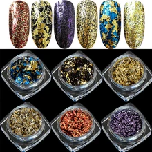 6Jar/set holografik sihirli etkisi tırnak pul folyo Glitter 3D tırnak gevreği düzensiz kırık yumuşak çip tırnak jeli lehçe madeni pul