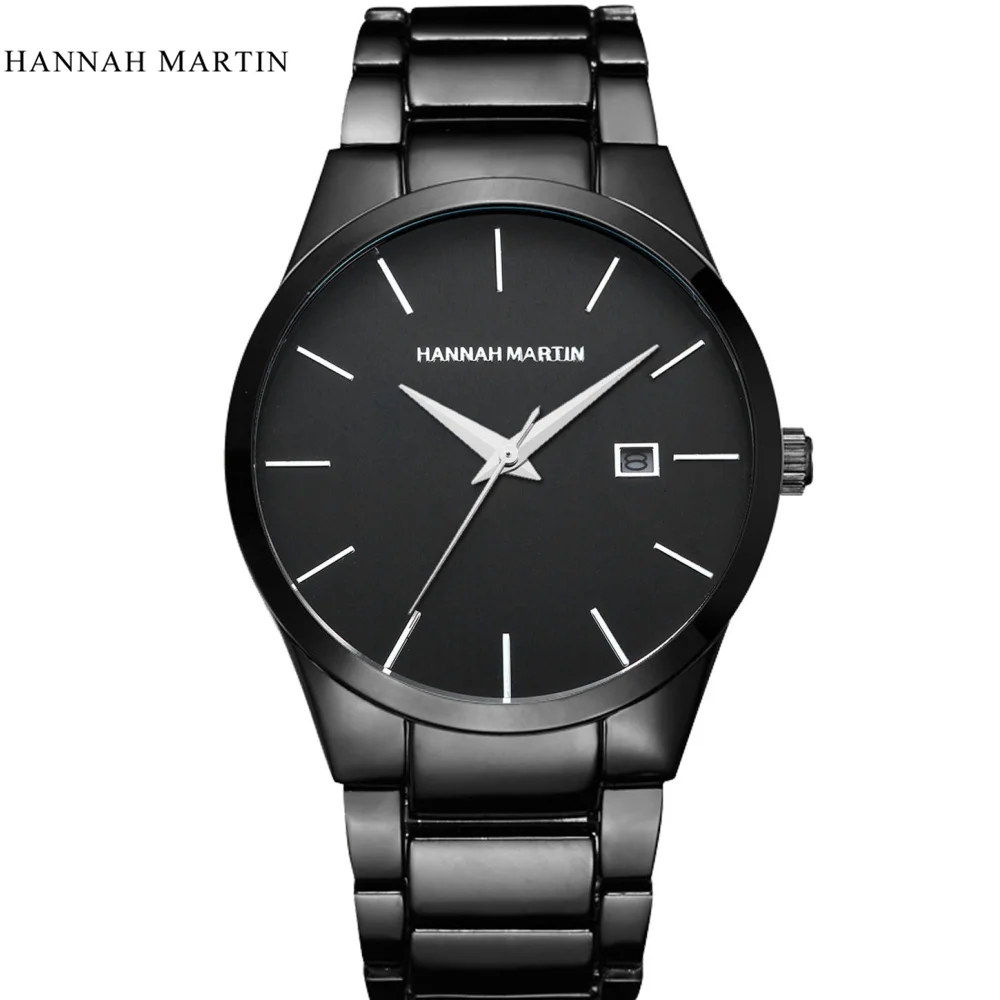 Vente Hannah Martin Montre Hommes Top Marque De Luxe Montre Bracelet En Acier Plein Date Automatique Montres Hommes de Montre Horloge erkek kol saati reloj hombre