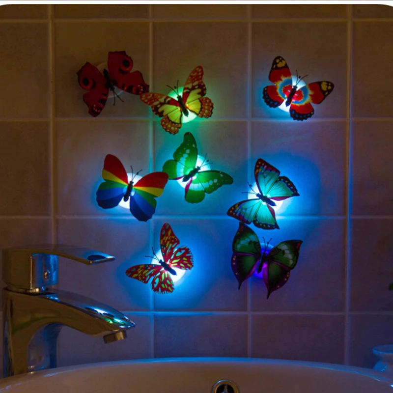 1 шт. светодиодный светильник-бабочка с присоской, настенный светильник, меняющий RGB светильник, романтические вечерние настольные лампы для дома и комнаты, Прямая поставка