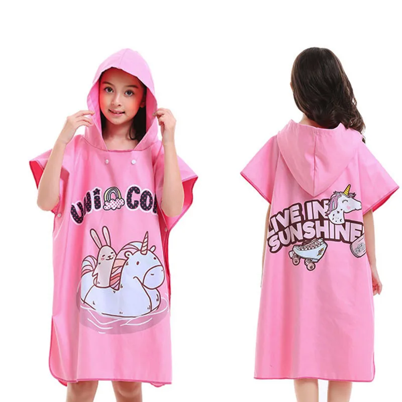 

Children Microfiber Poncho Towel With Hood for Swim, Beach sports, Compact & Lightweight Beach Surf Poncho