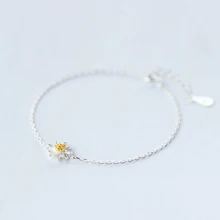 La MaxZa 925 стерлингового серебра Маргаритка цветок Маргерит простые ювелирные изделия браслет для женщин девушек Регулируемая цепочка, ювелирное изделие из драгоценных камней