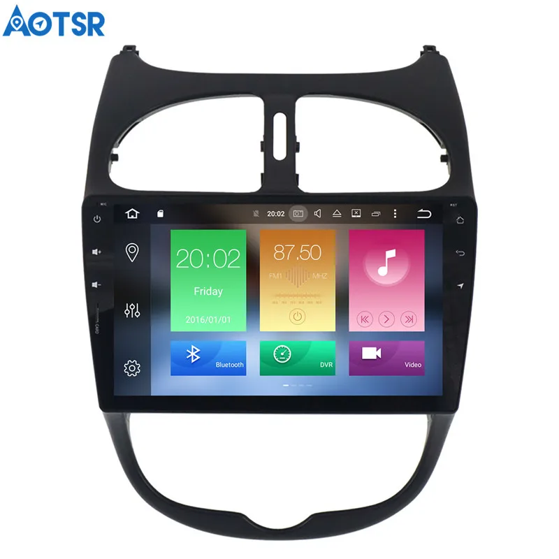 Flash Deal Aotsr Android 8.1 GPS navigation Car DVD Player For Peugeot 206 2000-2016  multimedia 2 din radio recorder navigation 2