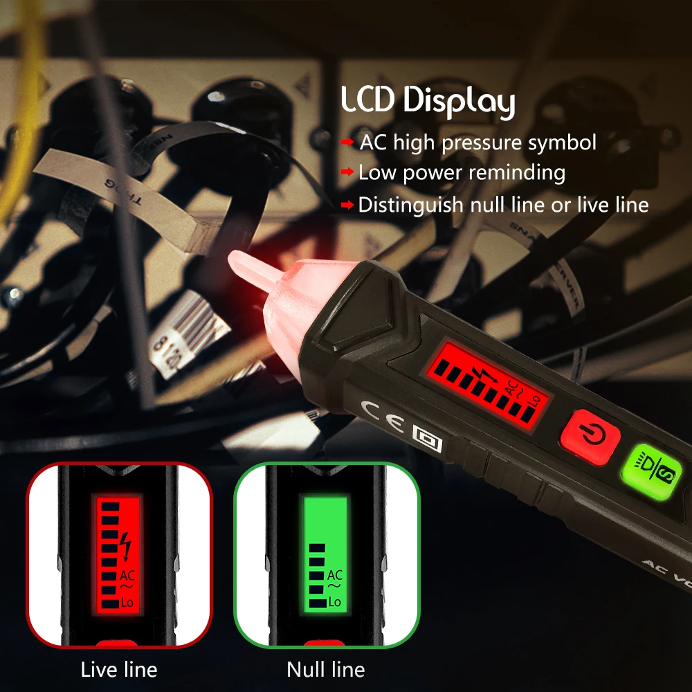 Voltage Tester Non-Contact with LED Flashlight+ GFCI Outlet Tester Power Socket Tester(Voltage Teser+ Outlet Tester