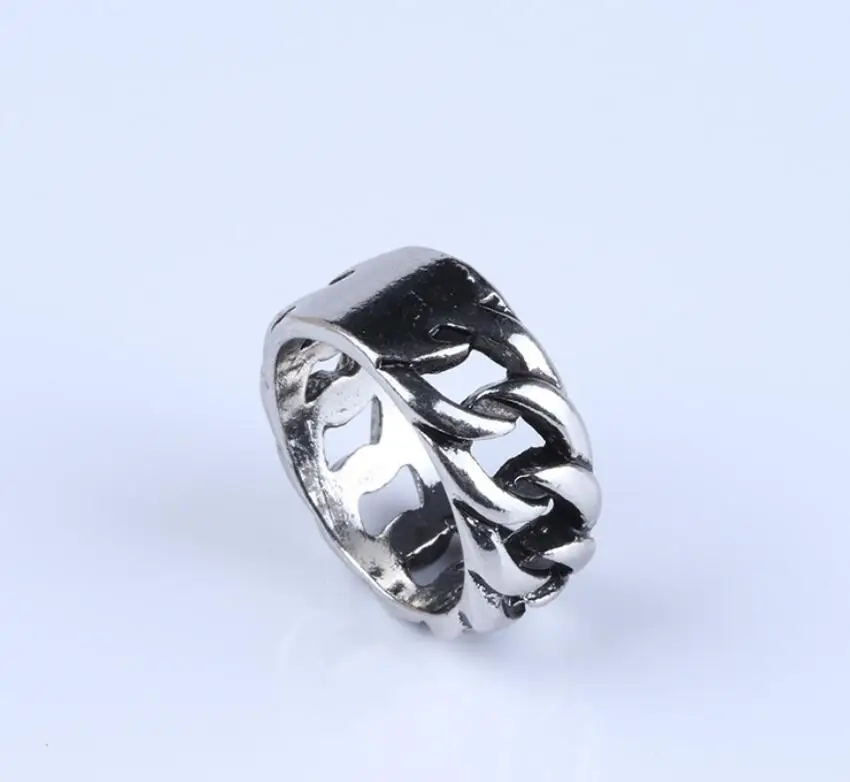 Новое ювелирное модное кольцо с перекрестной каймой из нержавеющей стали, мужское кольцо с принтом шин, простое кольцо с цепочкой