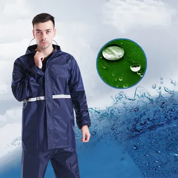 

New Adult Raincoat Suit Impermeable Women/Men Hooded Motorcycle Poncho Motorcycle Rainwear L-4XL Hiking Fishing Rainwear Set