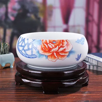 

Ceramic Porcelain Flower / Fish Nursery Bowl with Peony Painting for Traditional Chinese Syle Home Decoration