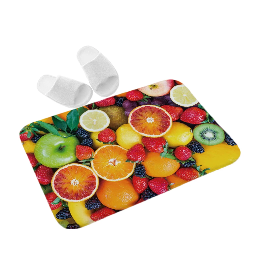 

3D fruit print Non-slip rug Kitchen Mats plant style Living Room super soft Carpet Entrance Doors Water Absorption Mat