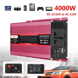 PEAK 4000 W 12/24 V AC 220/110 V автомобиля Мощность инвертор USB модифицированный синус преобразователь волна Напряжение защиты трансформатора красная