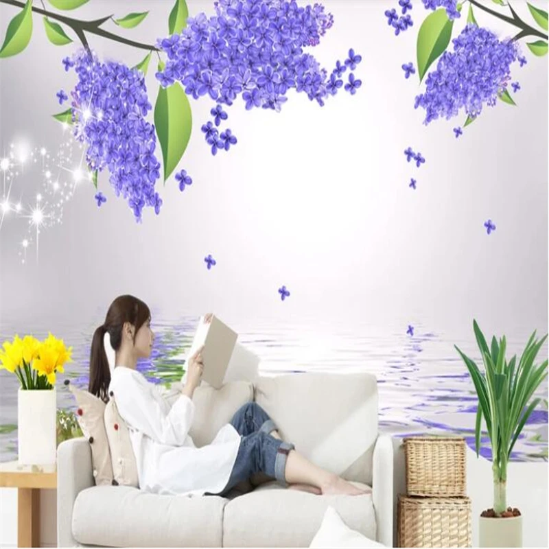 beibehang papel de parede Fashion Personality behang Premium Silk Wallpaper Beautiful Blue Flower Mural wall papers home decor |