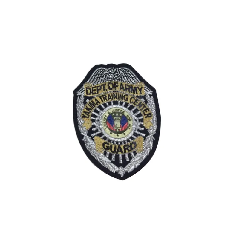 Moq100pcs bulk wholesale custom 3d embroidery badge with guard logo