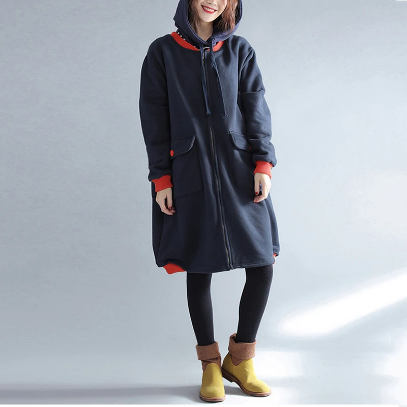 Женская Весенняя и осенняя новая теплая куртка, Женская корейская мода, принт с персонажами, длинное толстое Свободное пальто большого размера без шапки