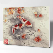 Богатая Рыба DIY цифровая картина маслом по номерам Европа абстрактная хлопковая картина для гостиной Настенная картина без рамки 40x50