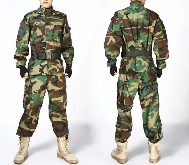 Woodland Camo Армейская Тактическая Военная Униформа рубашка+ брюки камуфляжная ACU FG Боевая форма США армейская мужская одежда костюм страйкбол охота - Цвет: Woodland Camo