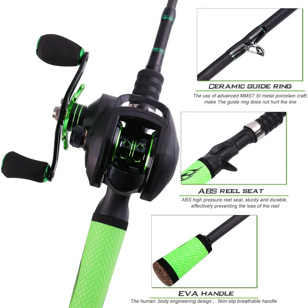 Potência de Fibra Sougayilang Seção Carbono Baitcsting Haste Kit Completo Conjunto Carretel Fundição 100 Linha Pesca Iscas Ganchos Gabarito Cabeça 4 m 16 Esporte e Lazer