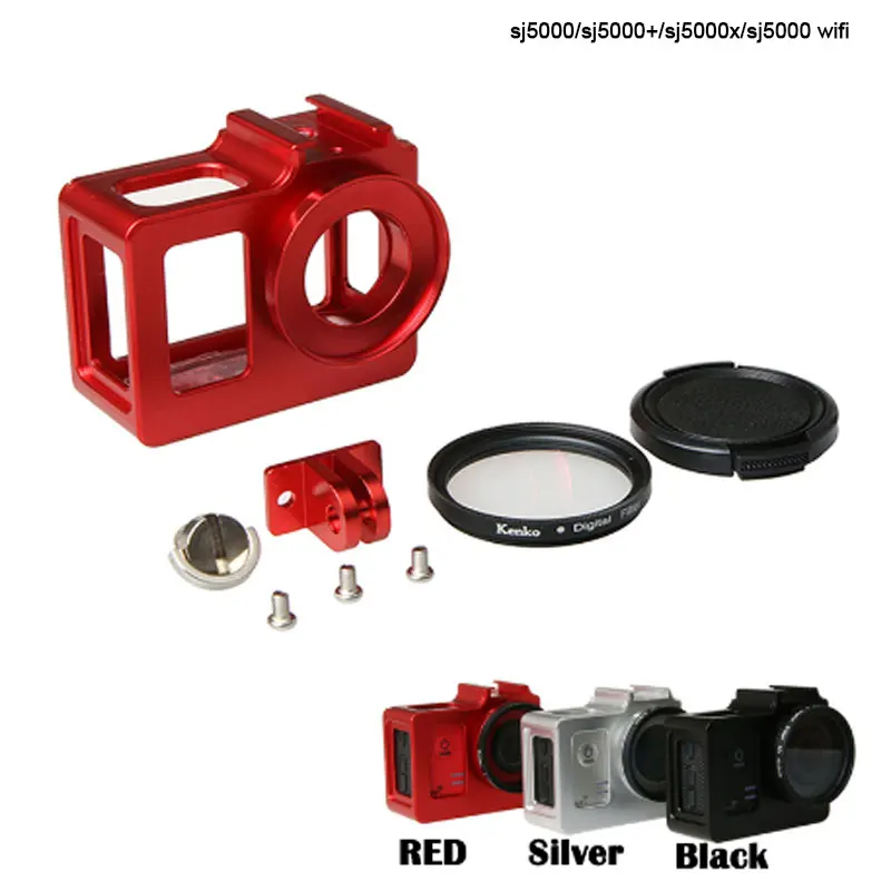 

Newest sj5000 Protective Housing Case +UV filter Aluminum Alloy cage Metal frame for SJCAM SJ5000 WIFI SJ 5000 plus SJ5000X