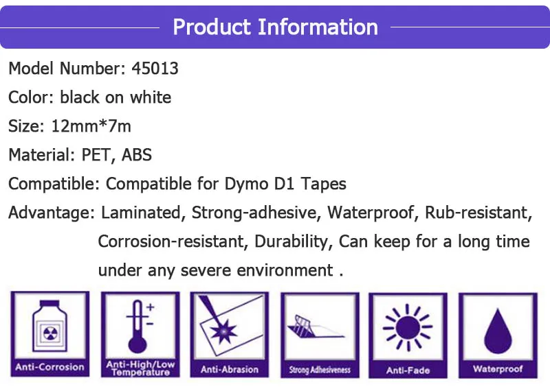 CIDY 5 шт. 45013 клейкие ленты совместимый с DYMO D1 Labelmanager 12 мм черный на белом 45010 45018 45021 40913 для DYMO LM160 LM280 PNP