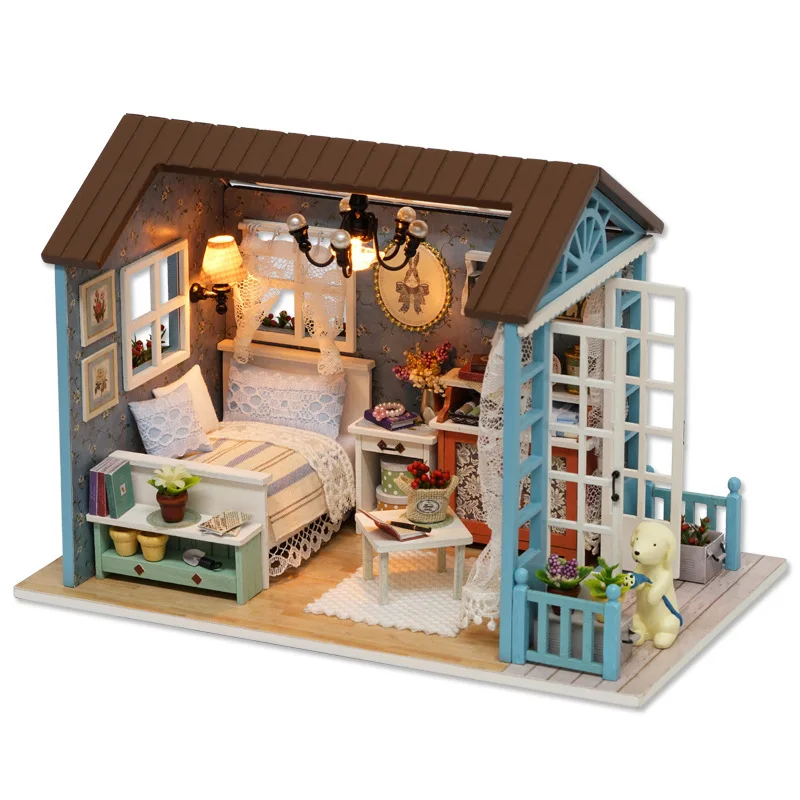 3D деревянный дом, игрушки DIY кукольный домик с мебелью для детей праздничные времена кукольный дом Миниатюрный