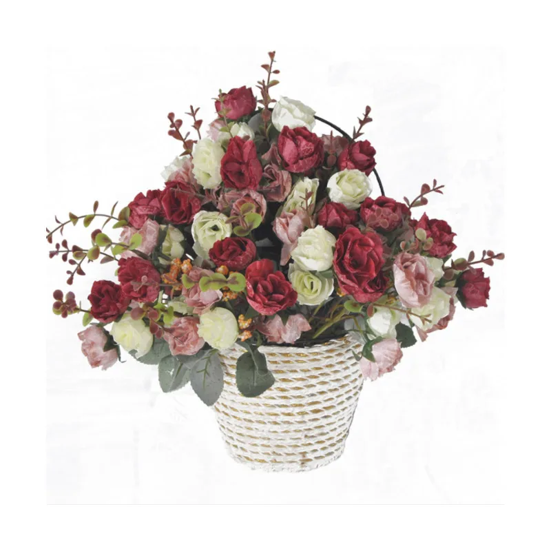 

21 Heads Artificial Flowers Silk Home Hotel Table Vase Decorative Display Simulation Decorative Flower For Wedding
