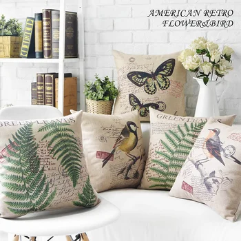 

American Village flowers pillow ,Creative Bird Pillow cushion ,Linen pillowcase,sofa cushions home decorative Pillows