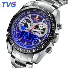 TVG watches 2016 New Men’s LED Casual Quartz Watch Men luminous waterproof Fashion Male Quartz-watch stainless steel Wristwatch