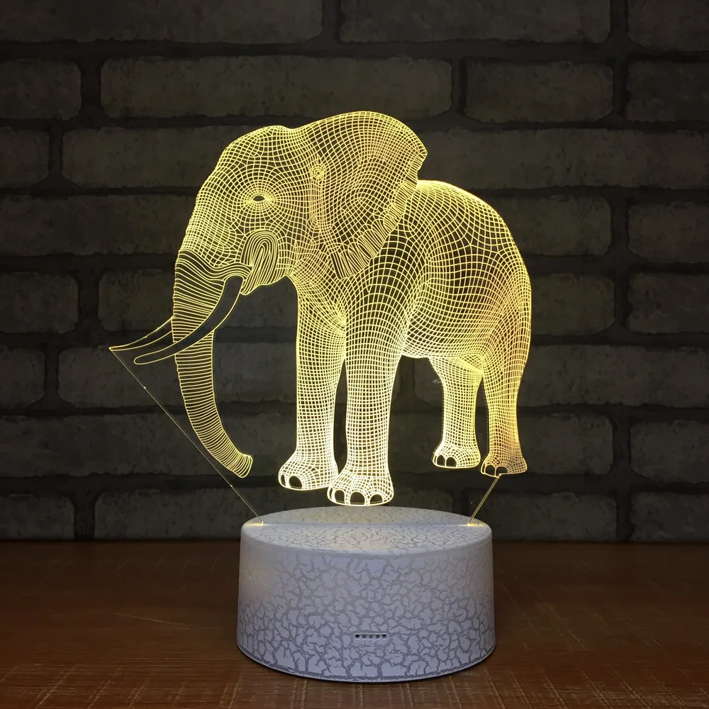 Elephants Novelty Night Light Stereo Vision 3D Lamp Children's Desk