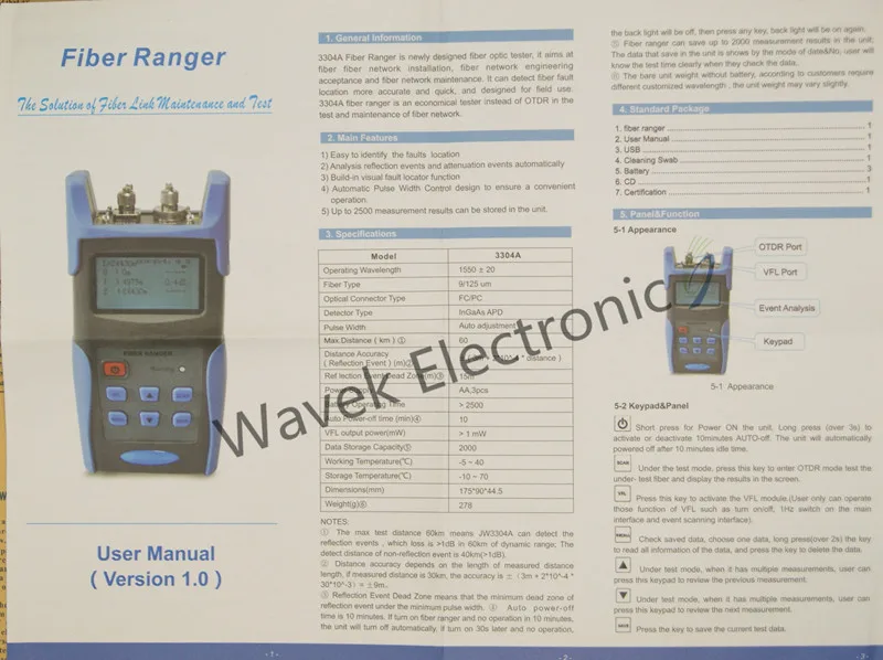 Оптоволоконный дальномер OTDR принцип тестер метр JW3304A одномодовый FTTx сетевой Волоконно-Оптический FTTH Набор инструментов Визуальный дефектоскоп