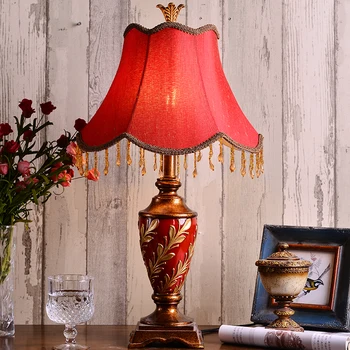 

Nordic Led Wedding Table Lamp Modern Bedroom Bedside Decorative Lamp Table Red Wedding Retro Desk Lamps for Home Fixtures