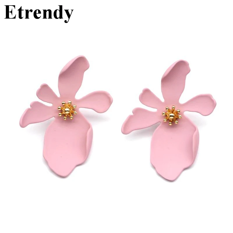 

Personality Big Flower Earrings For Women Statement Earrings 2018 Chic Fashion Jewelry Garden Party Accessories Street Pink