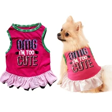 Милое Платье для собак-Болельщица, летняя одежда XS/S для маленьких собак, красные плиссированные Хлопковые Платья для собак, кошек,, 40JA1