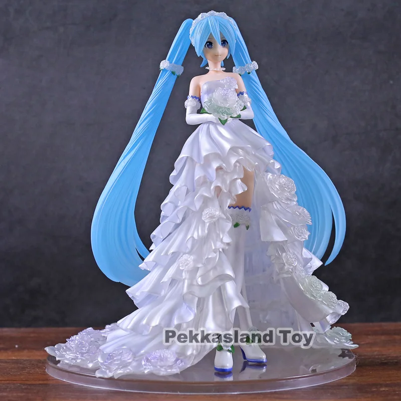 

Hatsune Miku Anime Figure Wedding Miku Action Figure Full Dress Ver Cute Girl Dolls