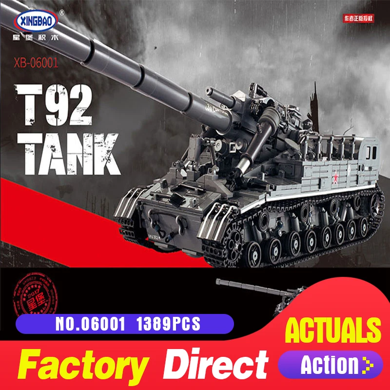 

XingBao 06001 1389Pcs Creative MOC Military Series The T92 Tank Set Children Education Building Blocks Bricks Toys Model Gift