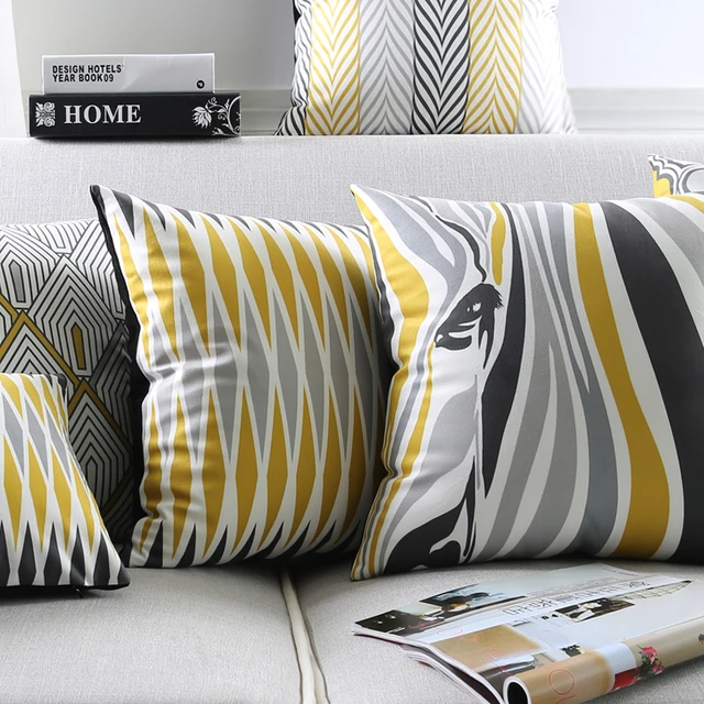 Modern Grey Geometric Cushion Cover Zebra Aztec Stripes Throw Pillow Impressive Yellow Decorative Bed Pillows Modern Grey Geometric Cushion Cover Zebra Aztec Stripes Throw Pillow Impressive Yellow Decorative Bed Pillows
