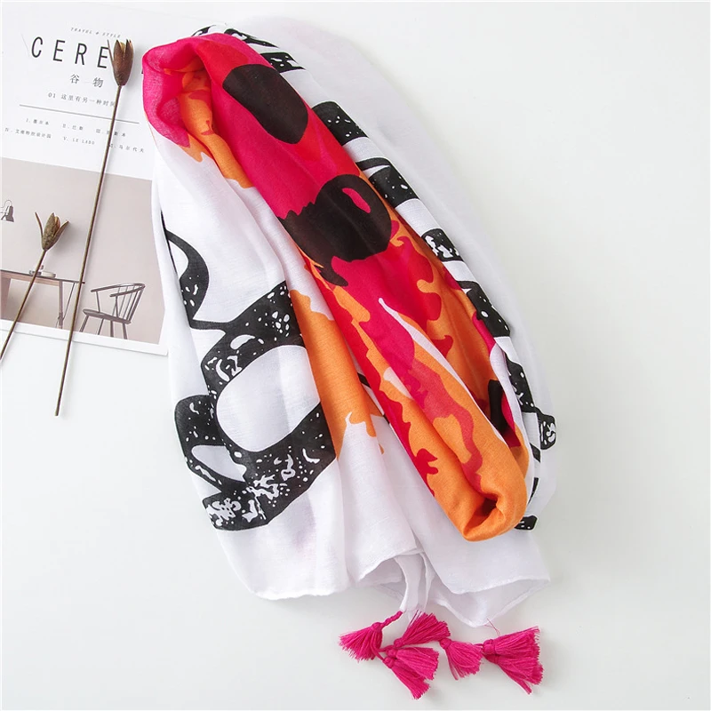 Marte и Joven мода красочные печатные белый шарф для Для женщин Роскошные элегантные большой Размеры Платки пашмины красивые хиджаб для женщин