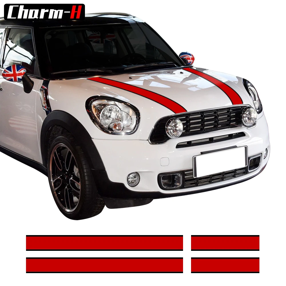 

Hood Bonnet Stripes Sticker Trunk Rear Engine Cover Vinyl Decal Stickers for Mini Countryman R60 Paceman R61 Clubman F54 Styling