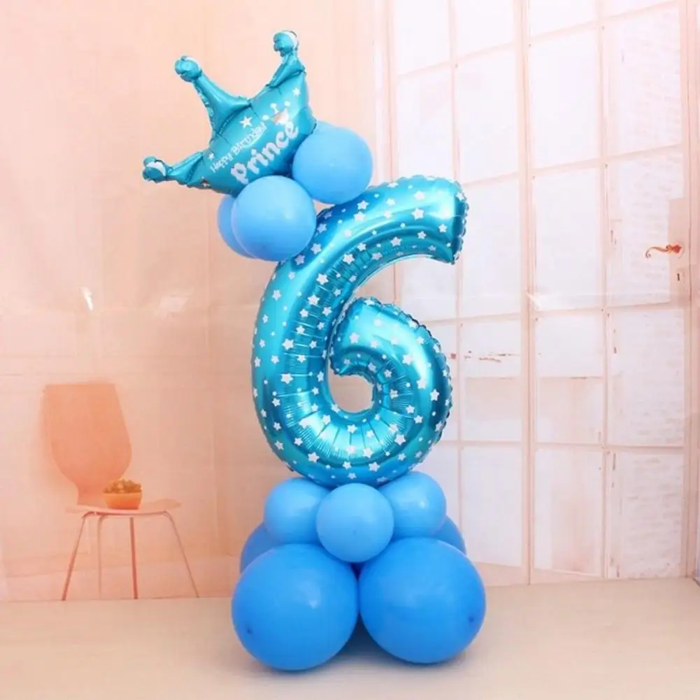 

32 Inch Number Foil Balloon Helium Crown Polka Dot Baby Birthday Party Decoration