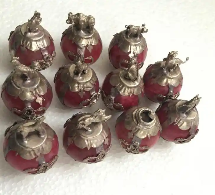 Металлические изделия коллекционные Украшенные красный нефрит Тибет серебро некоторые Jixiang зверь выбор статуя (выбрать форму животного)