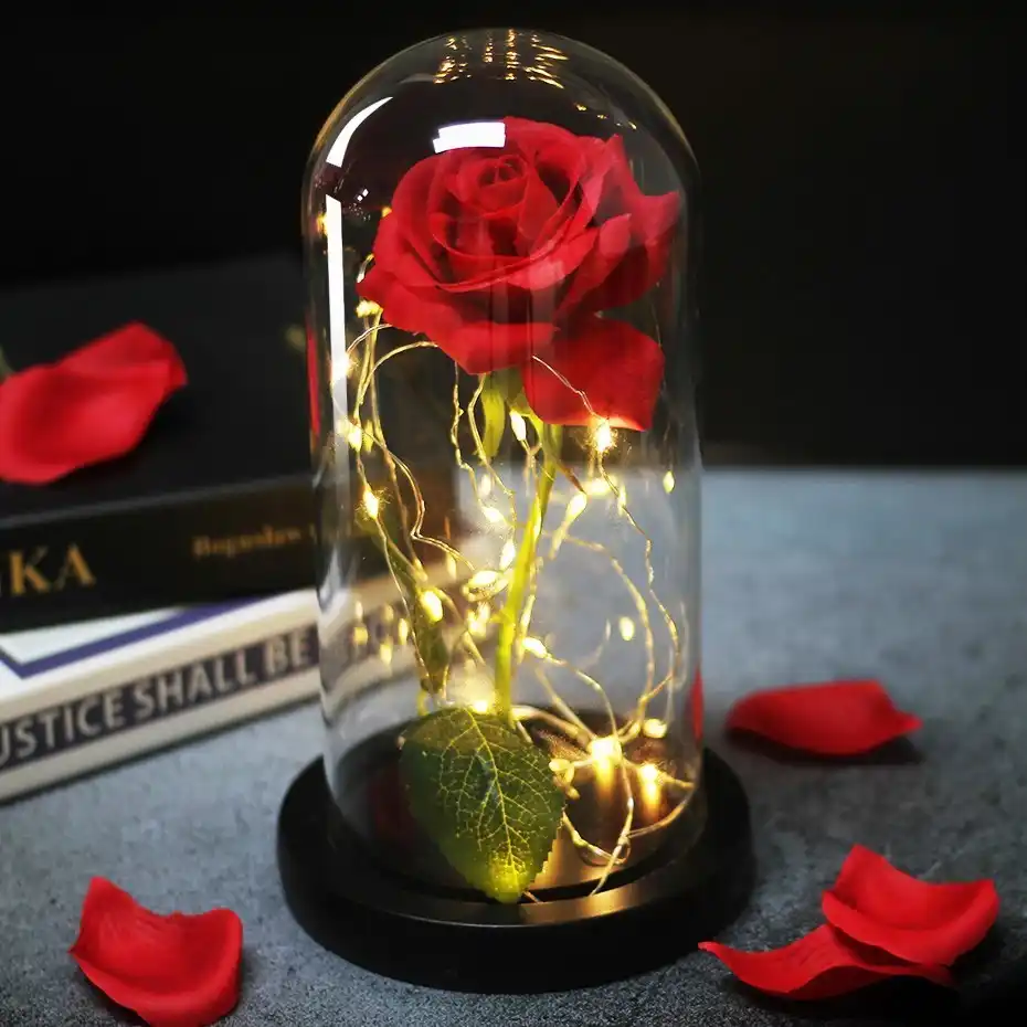 Lampe Led En Forme De Rose Eternelle Luminaire Decoratif D Interieur Ideal Pour Une Chambre A Coucher La Belle Et La Bete La Saint Valentin Un Mariage Un Cadeau De Fete Des Meres