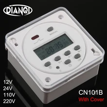 Cn101b ac 12v 24v 110v 220v digital lcd power timer nenhum nc relé de interruptor de tempo programável com capa protetora semanal 7 dias