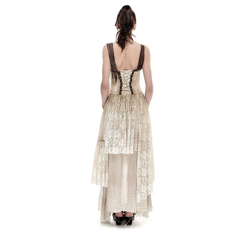 Q-291 Steampunk Lace Do Old Dress Kaftan Linen Dress Latest Long Condole Belt Skirt Design
