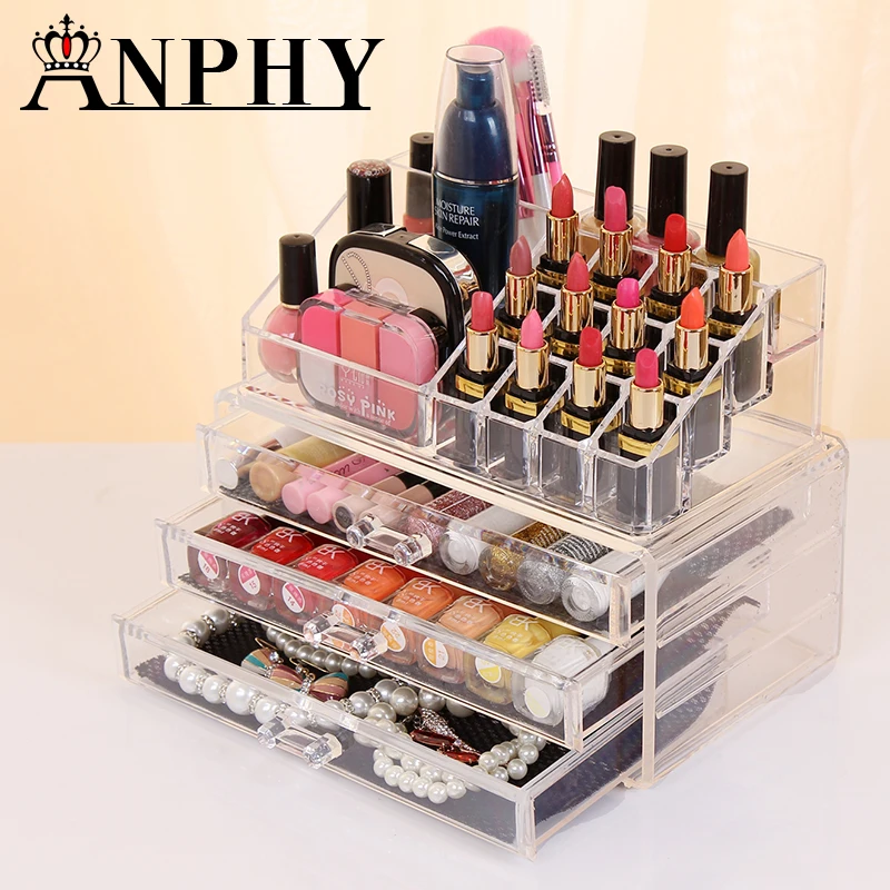 New Clear Acrylic Makeup Storage Case Nail Polish Rack Lipstick