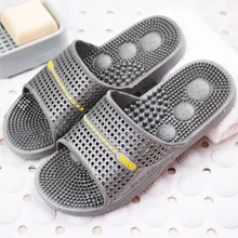 IVI Couples house slippers home female summer slip-resistant at home male plastic bathroom acupoint massage slippers