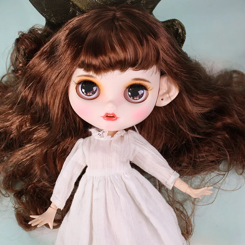 カタログ 購入 Icy Dbsブライス人形 マットフェイス 白い肌 かわいい巻き毛の茶色 唇 歯 眉毛 30cm Diy Bjd Sd ギフト 正規品比較 Www Lokmangalbank Com