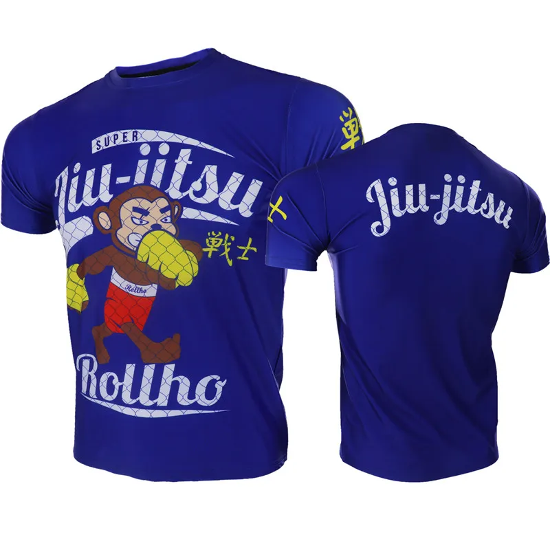 

VSZAP Jiu Jitsu Warrior Monkeys Fighting Printed T-shirt Men MMA Fighting Fitness Workout UFC Fight Muay Thai Sanda Tee Shirt